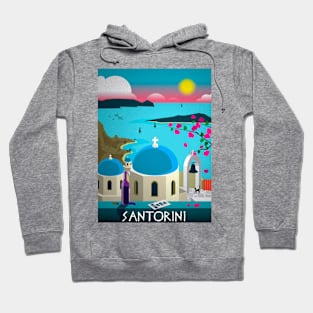 Vintage Travel Poster - Santorini Hoodie